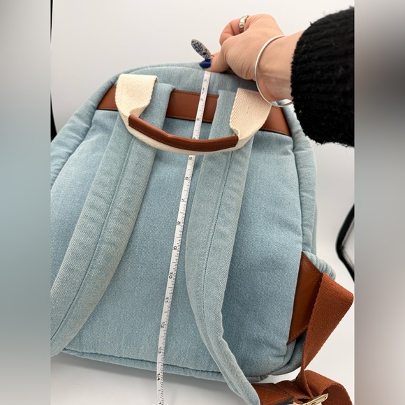 Chloé Denim Blue Backpack with Logo Straps - Picture 11 of 12